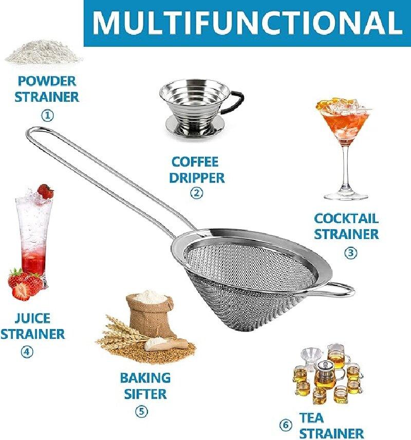 Stainless Steel Conical Strainer for Cocktail Drink Bar Strainers Bartender Bar Tool Fine Mesh Cocktail Ice Strainer