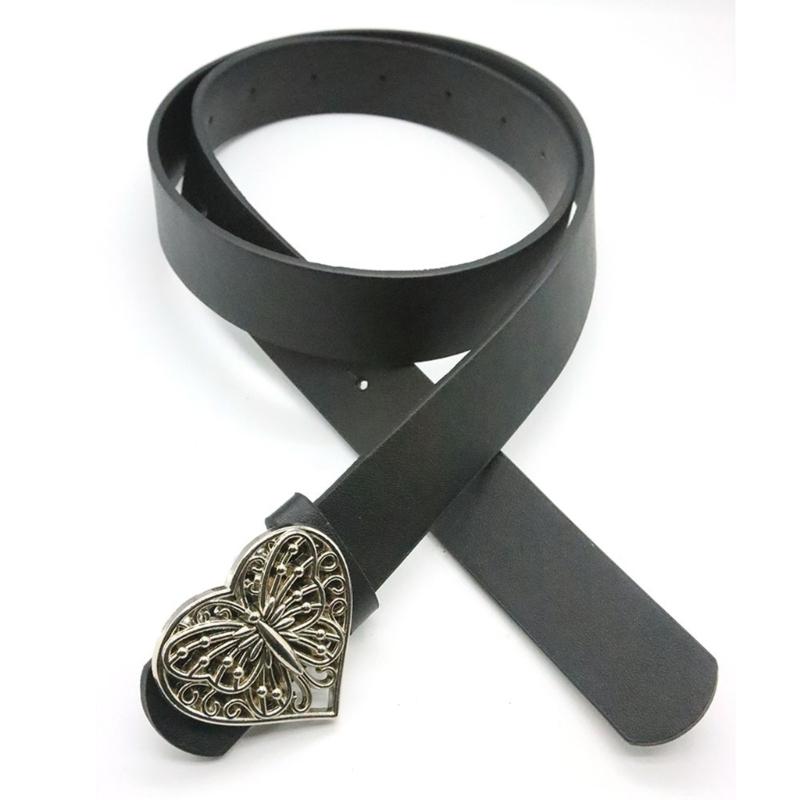 Love Heart Butterfly Buckle Belt for Teens Casual Belt Pants Jeans Belt Eye Catching Waistband Women Accessories