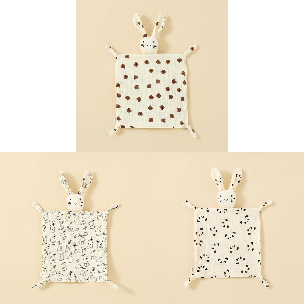 Baby Animal Cotton Swaddle With Plush Rabbit Toy For Sleep And Comfort