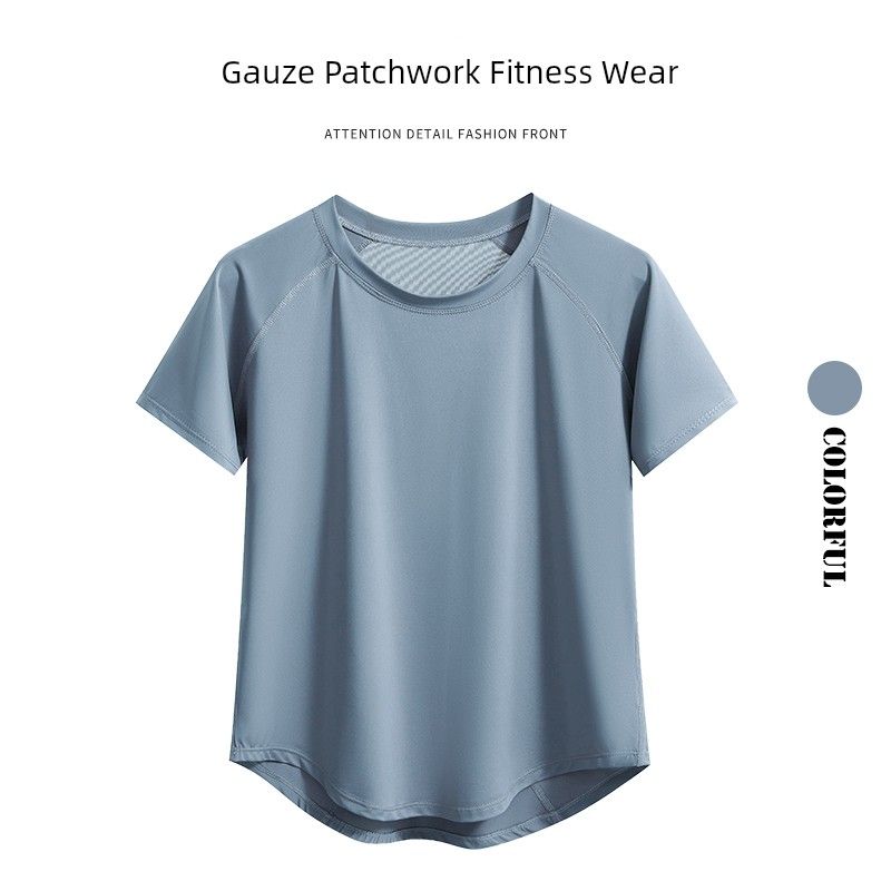 

Одежда для йоги с дофамином Женская летняя новинка Футболка для бега и упражнений Быстросохнущая Дышащая Фитнес Футболка с коротким рукавом Профессиональная футболка для йоги Blue short sleeve L