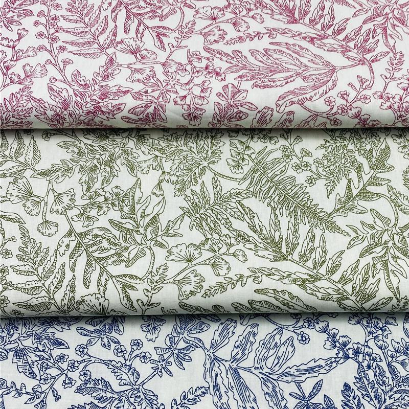 150x50cm Pure Cotton Plant Printed Fabric For Summer Women's Dresses, Shirts Curtains Bedding Handmade DIY Sewing Fabric TJ21948