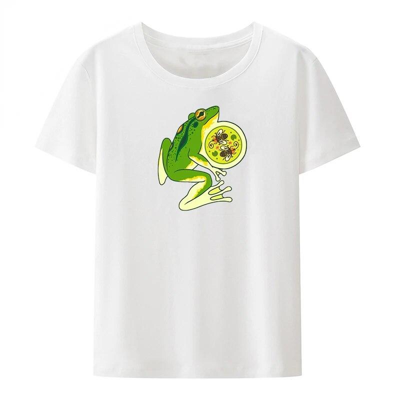 Xxx Humor Pair Slim Lovely Little Frog Cotton T-shirts Unisex Roupas Hipster Breathable Popular Character Blouse Camisetas Mujer