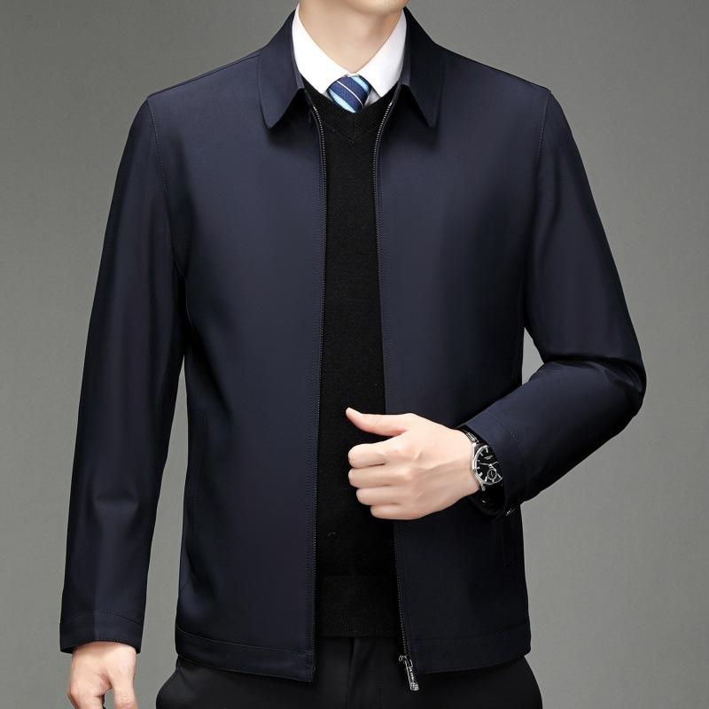 Men's Spring and Autumn New Middle-aged Men's Jacket Lapel Thin Middle-aged and Elderly Business Casual Men's Jacket Dad Wear