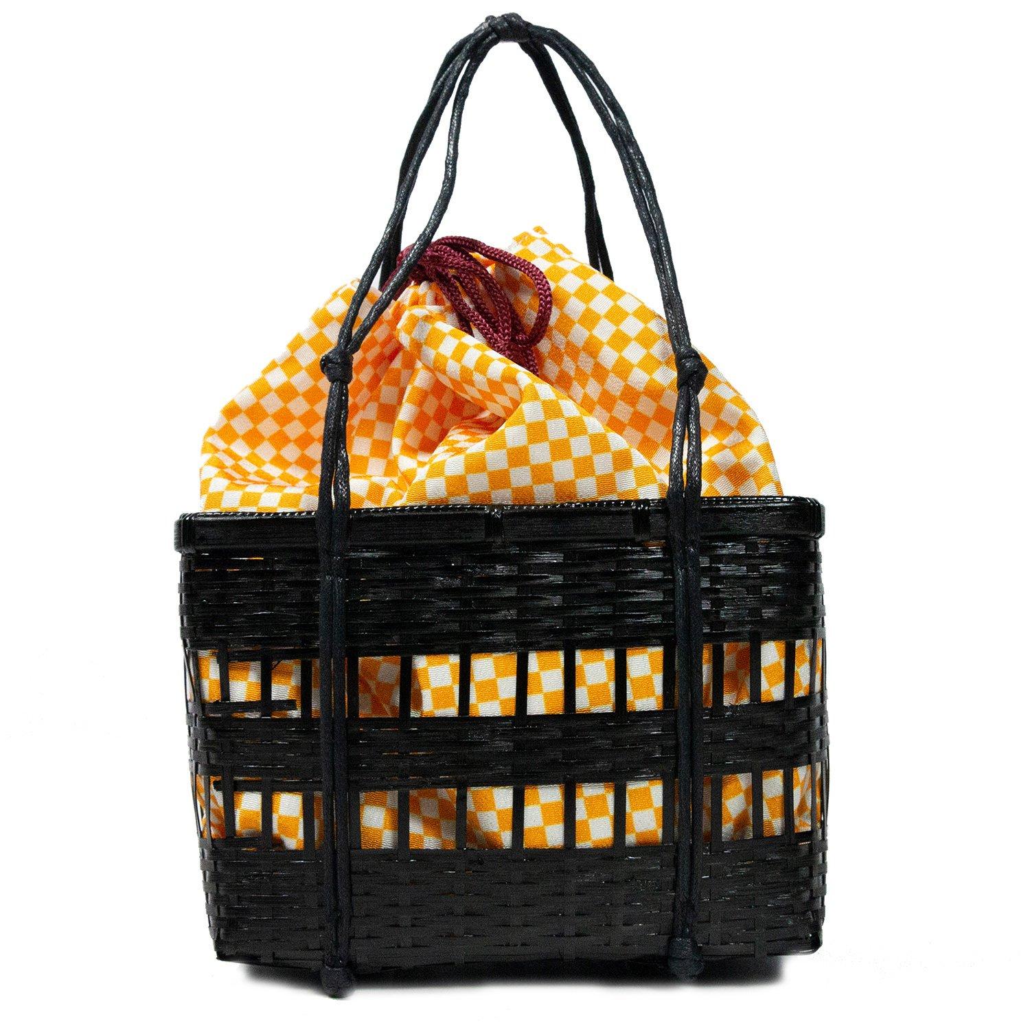 

KYOETSU Bag Basket Bag for Yukata Basket x Yellow kg-07 Women s (Black 2, Checkered)