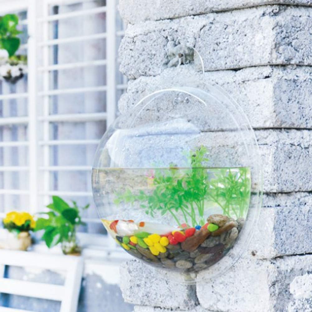 Transparent Creative Wall Mounted Acrylic Fish Bowl Hanging Aquarium Fish Tank Home Decor (23cm Diameter) (23CM)