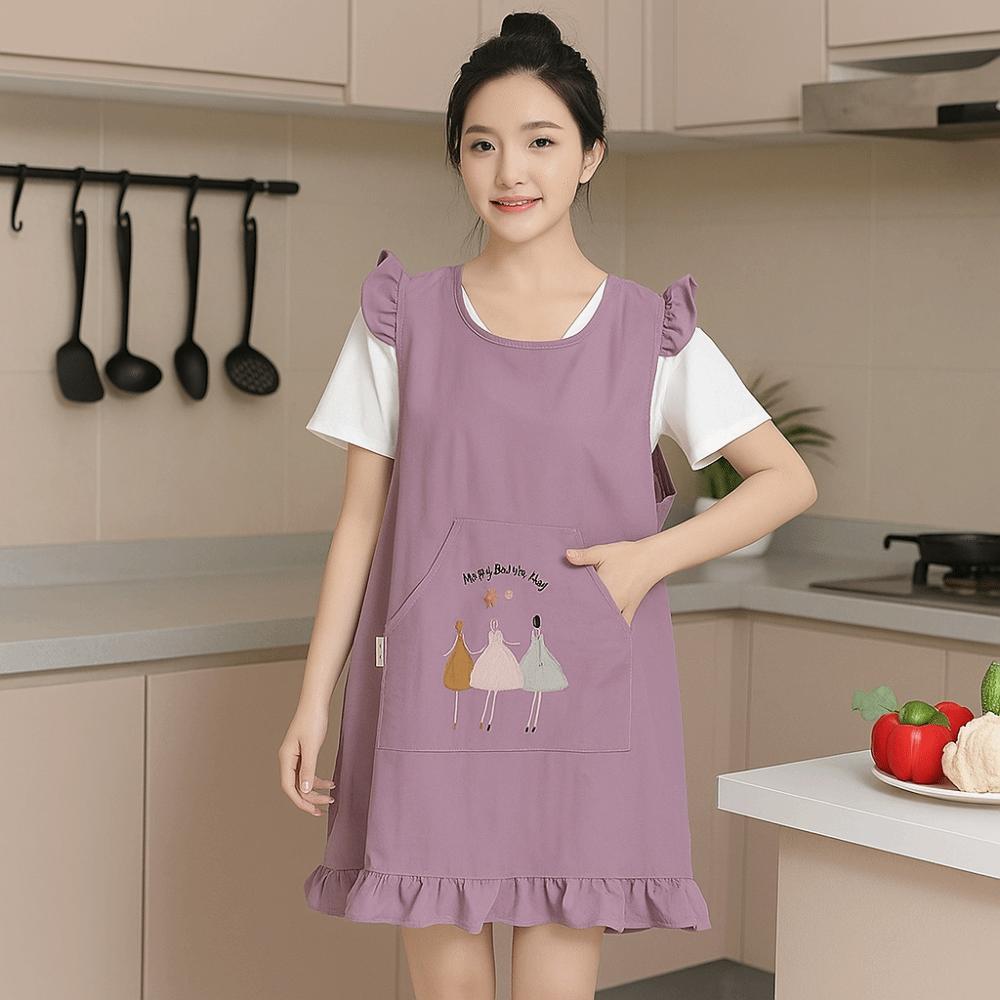 Breathable Waterproof Apron Soft Wide-Shoulder Apron Cartoon Kitchen Apron  Food Service