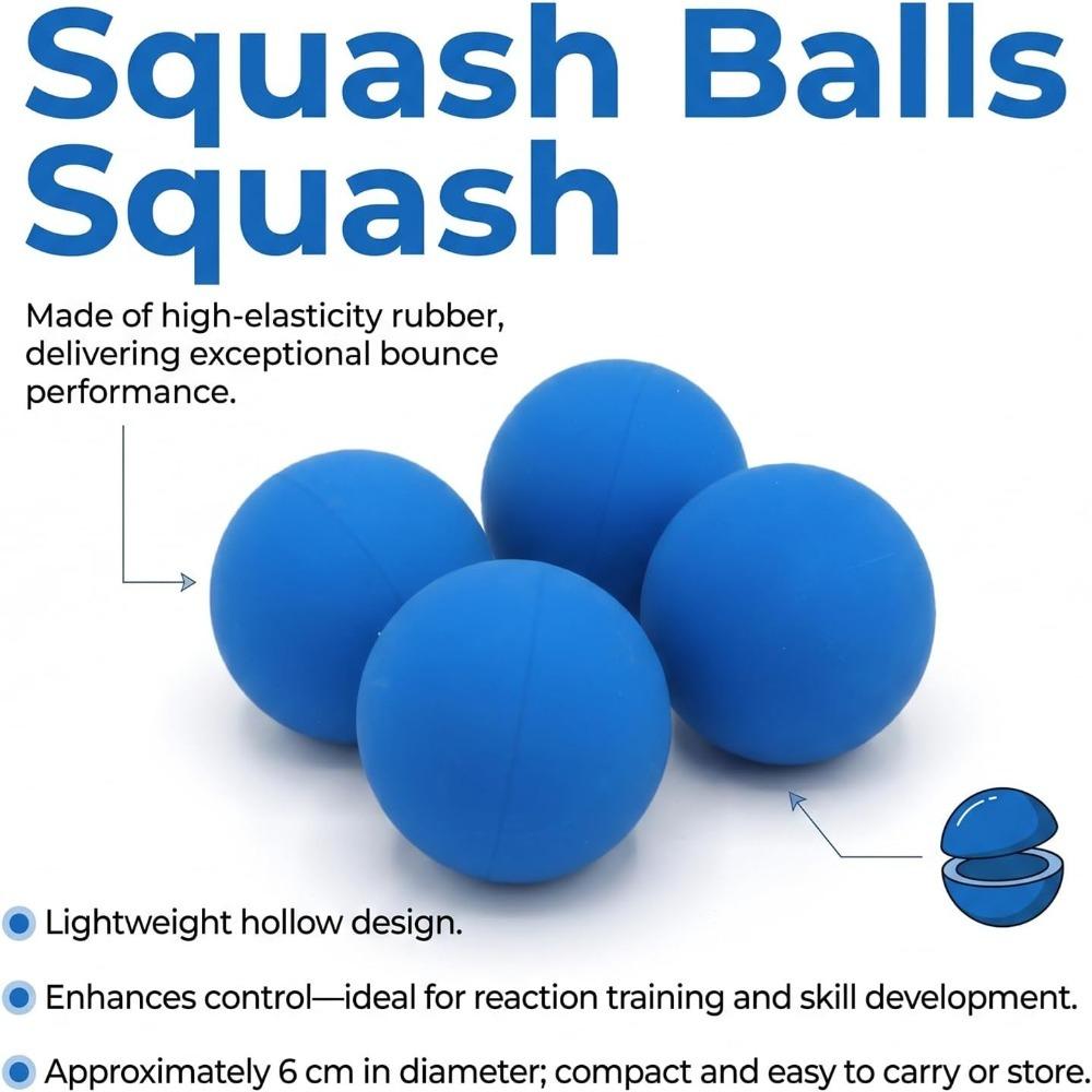 4pcs Blue Squash Ball Rubber Trigger Point Ball Portable Squash Training Ball Reaction Training