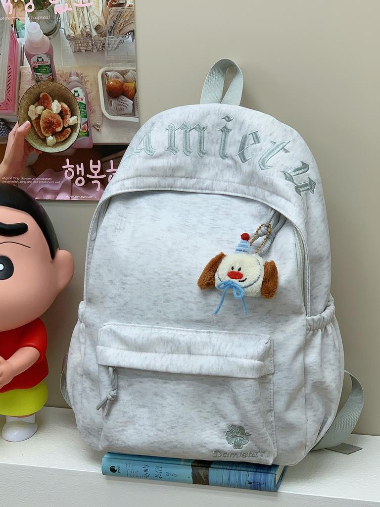 Schoolbag Japanese texture light blue letter embroidery casual backpack primary school students class holiday cram school lightweight small schoolbag