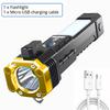 Led Flashlight with Safety Hammer Work Light Emergency Self-Rescue Broken Window Torch USB Rechargeable Tactical Light Lantern