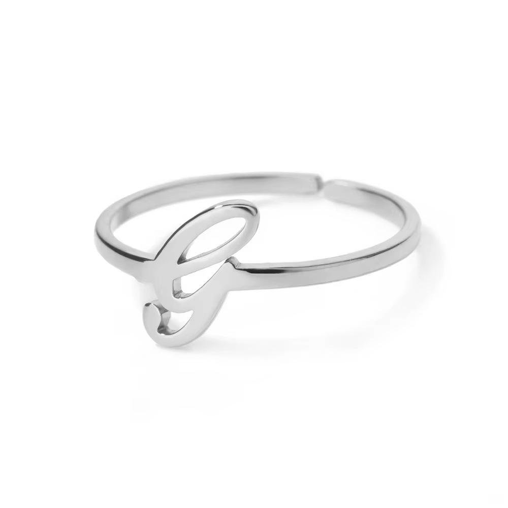 Stylish Adjustable 26-Letter Stainless Steel Ring for Women - A-Z Personalized Initial Finger Ring
