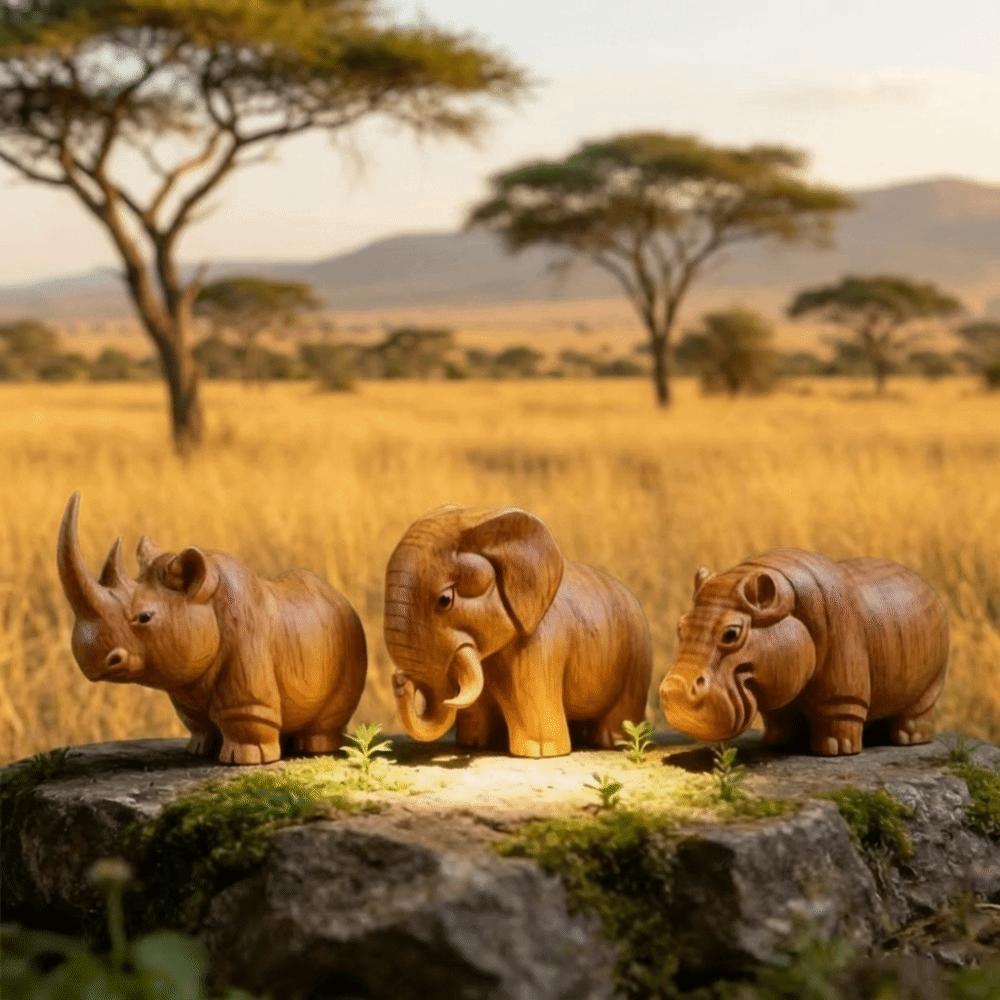 1pcs/3pcs Handmade Figurines Wooden Carvings Wood Carving Three Pieces Set Carved Handles Dashboard Decor Unique Design