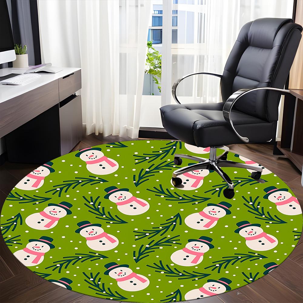 1pc Winter Wonderland Office Round Rug, Carpet for Office, Gaming, Lightweight Round Floor Mat yy260205079
