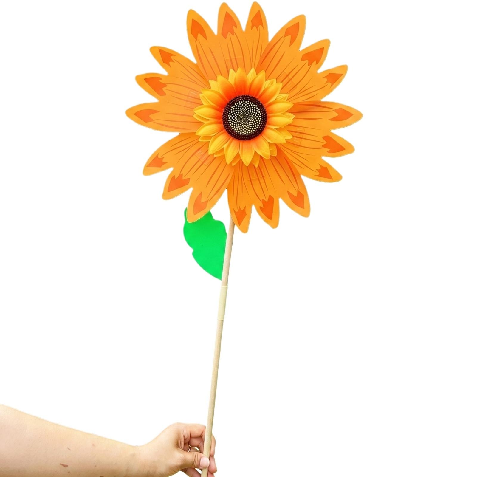 

Outdoor Garden Decorative Sunflower Shaped Wind Spinner Yard Ornament Metal Frame Durable Lawn Art for Patio Deck One Size помаранчевий