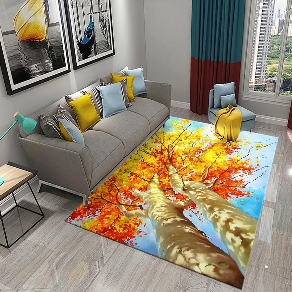 Colorful Tree Abstract Oil Painting Carpet Living Room Bedroom Decor Rug Room Floor Mats Kitchen Bathroom Entrance Non-slip Mats