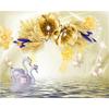Wallpaper Golden Flower Swan Lake Jewelry Wall Mural Tv Backdrop Living Room Bedroom 3d Wallpaper Mural