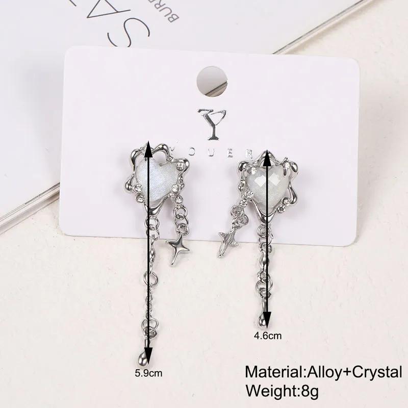 Y2K Irregular Heart Tassel Star Earrings Women Design Senior Sense of Fashion Personality Earring Trendy Party Jewelry Gift