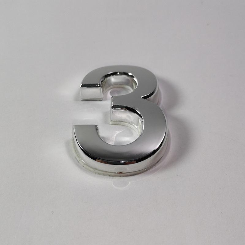 New 3D Digits 0-9 Number Silver Sticker 5cm Plate Sign Hotel Silvery Door Number Plaque Modern Plated for Home Decoration