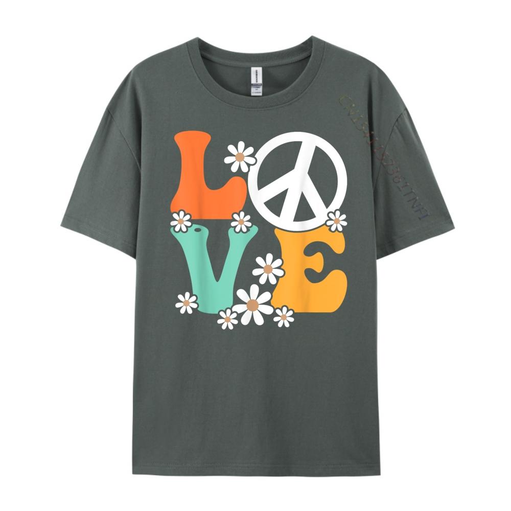 Peace Sign Love 60s 70s Costume Groovy Hippie Theme Party Funny Shirts Women Anime T Shirts Mother's Day