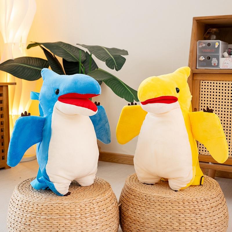 Simulated Cute Pterosaur Plush Backpack for Children Large Capacity Dinosaur Backpack for Men and Women Small Schoolbag Doll Gift