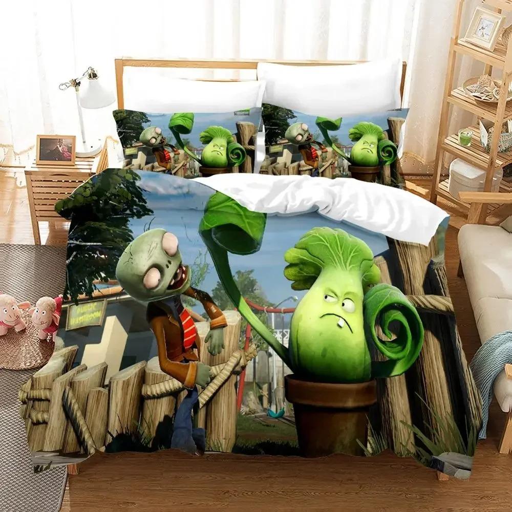 Comforter Game Plant Zombie Bedding Set 3D Printed Suitable For Bedroom Kids Home Textile