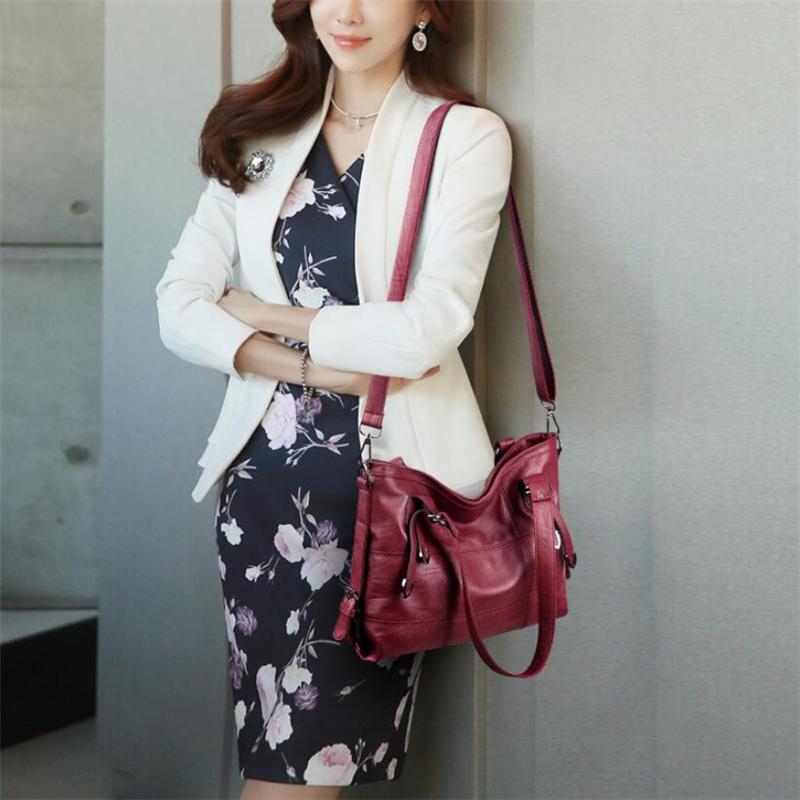 Fashion Large Quality Genuine Leather Female Shoulder Messenger Bag Solid Color Luxury Handbags Women Bags Designer