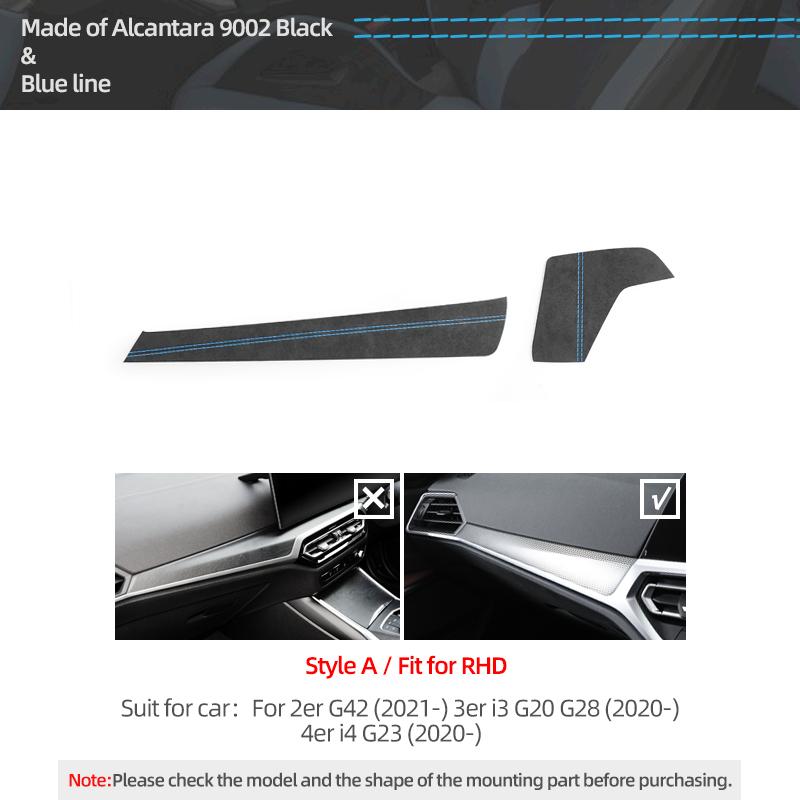 

Made of Alcantara Sticker For BMW G20 G23 G28 G42 i3 i4 3 4 Series Car Dashboard Panel Trim Performance Interior Accessories Blue Line