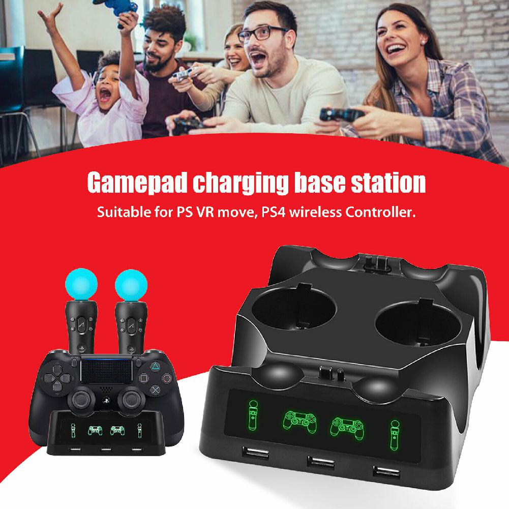 Stazione di Ricarica Dock per Controller 4 in 1 Supporto per Playstation PS4 PSVR VR Move Caricatore Quadruplo per Controller PlayStation