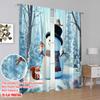 2 Stück, 2D-Flachdruck Druckvorhänge Winter Schneemann & Eichhörnchen Vielseitiger Stoff (ohne Stange) Vielseitig Alles für Schlafzimmer &