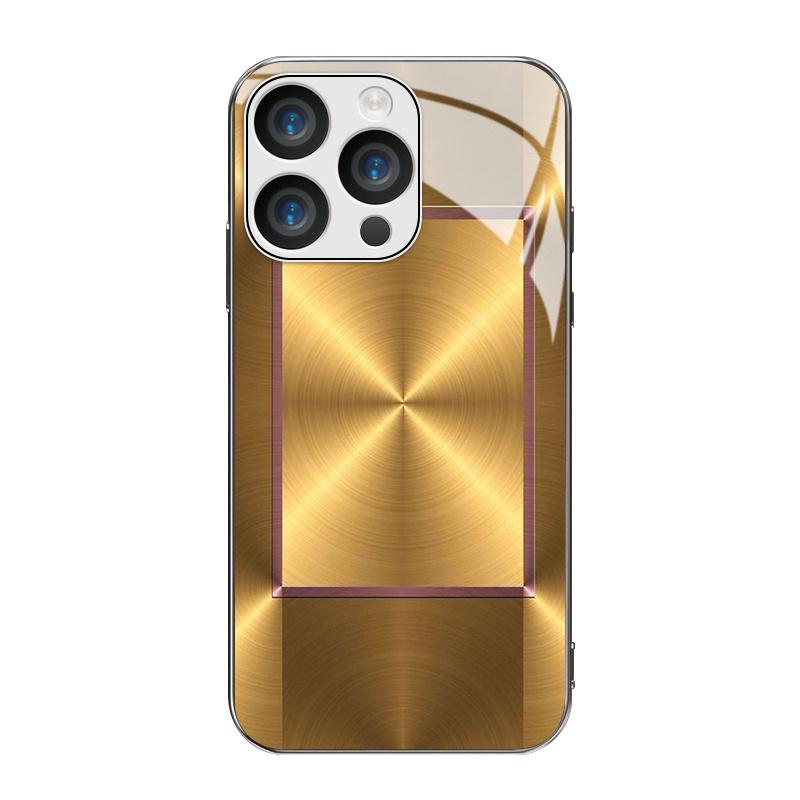 Electroplated Glass Designed Phone Case Gold-patterned Printing Design For iPhone 17 Air 16 15 14 13 12 Pro Max Plus Hard Shell