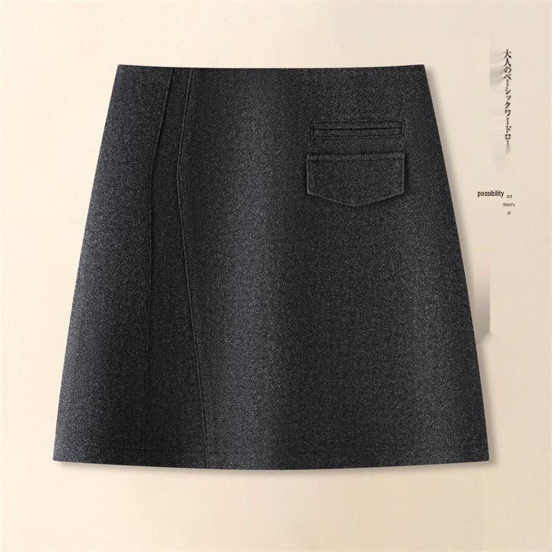 Women's Grey Wool Blend High-Waisted A-Line Skirt - Autumn/Winter 2025 Collection