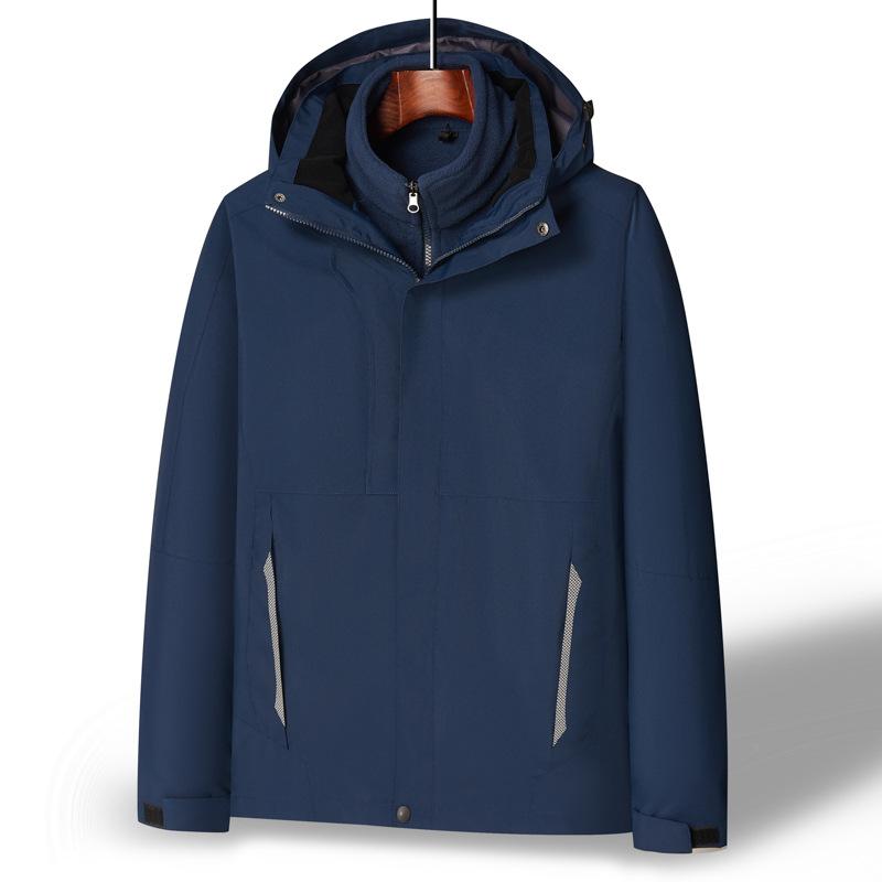 Three-in-one Men's and Women's Autumn and Winter Jackets, Removable Liner, Outdoor Windproof Two-piece Set, Workwear Printed with Logo