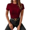 Damen Einfarbig Rundhals Slim Kurzarm T-Shirt Top