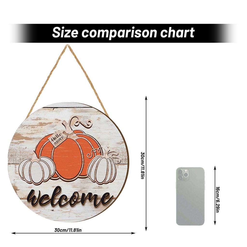 3D Wooden Thanksgiving Hanging Sign Rustic Pumpkin Design Farmhouse Style Wall Decor with Rope for Indoor Outdoor Use