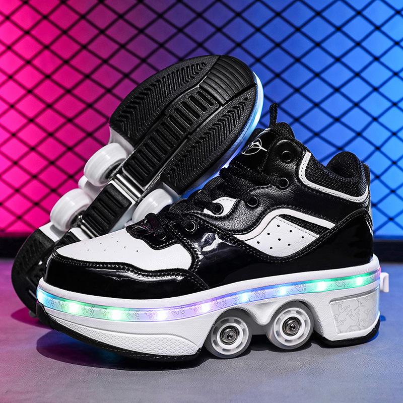Four-wheel Runaway Shoes, Primary and Secondary School Students Walking Deformation Shoes, New High-value Automatic Shrinkage Roller Skates