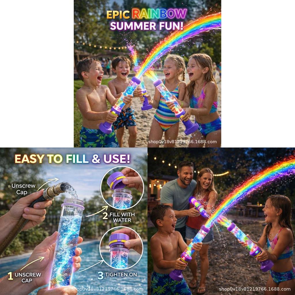 Pistola ad Acqua LED Arcobaleno con Luce Luminosa per Piscina, Spiaggia, Giochi all'Aperto