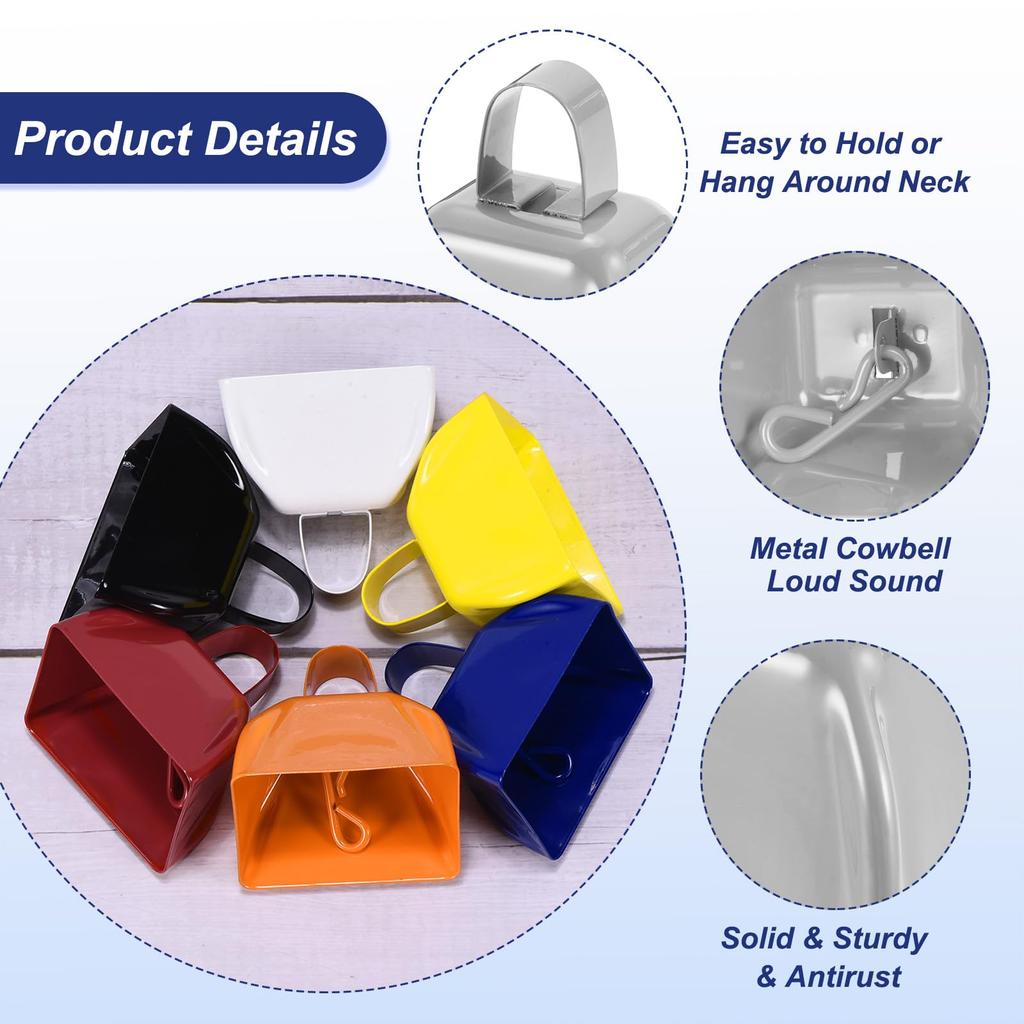 PATIKIL 24 Cow Bells for Soccer Games, Sporting Events, 3" Loud Metal Cow Bells with Handles for Cheering and Weddings