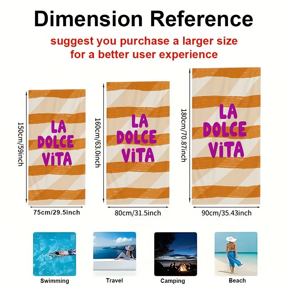 1pcs Oversized Microfiber Beach Towel - Soft, Lightweight, Quick-Dry Towel with Fun Prints, A poster with the words La Dolc