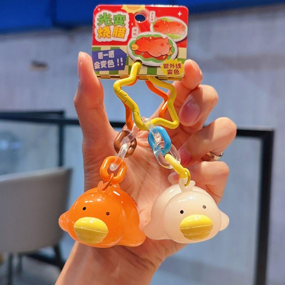 Roast Pig Color-Changing Cartoon Keychain Uv Sensitivity Bag Hanging Decoration  Small Gifts