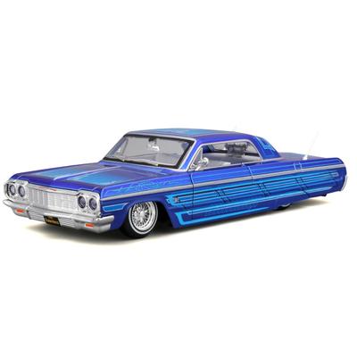 Maisto Scale Chevrolet Impala 1964 Blue Custom Lowriders Series Diecast Model Finished Product 32547 1/26 / Car,