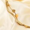 8MM Smooth Surface Heart 18K Gold Stainless Steel Double Layer Bracelet, Laser Engravable