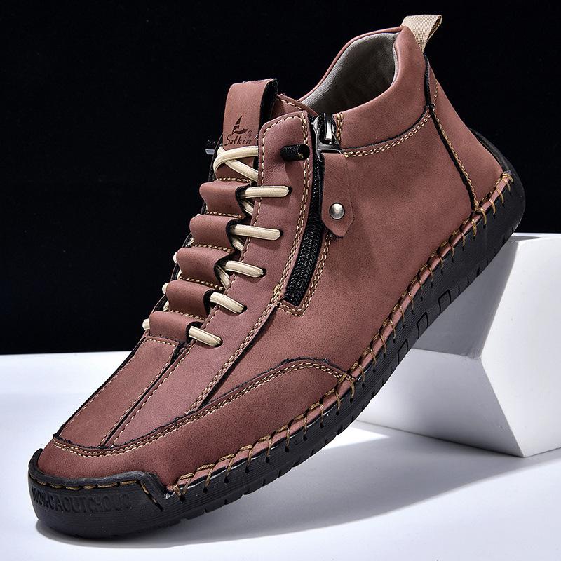 Men's Retro High-Top Casual Leather Shoes - Outdoor Style
