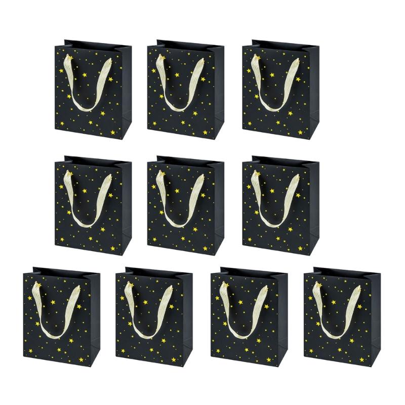 10 Pieces Multicolors Paper Bags Stylish Holiday Present Storage Pouches Handmade Assorted Color Gift Bag with Handles