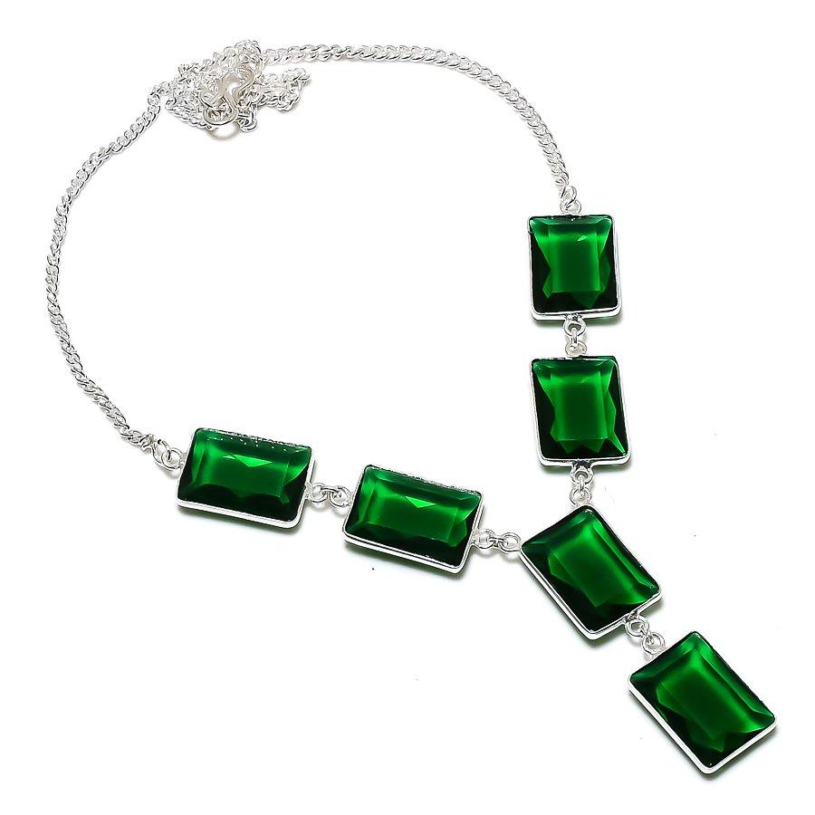 

Natural Chrome Diopside Gemstone 925 Sterling Silver Jewelry Necklace 18 G0F76
