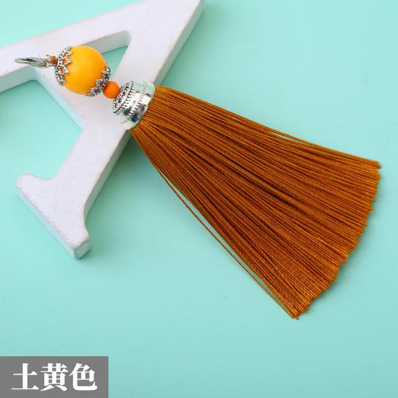 8cm Small Silk Tassel Earrings Pendant Charms Crafts Silver End Caps Tassels Brush for DIY Jewelry Making Accessories 5pc