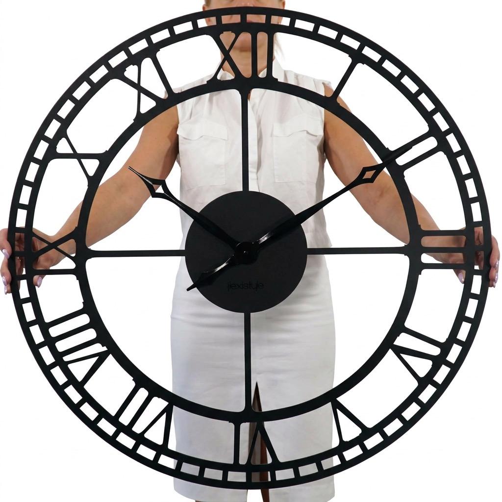 Large Black Metal Wall Clock 80cm