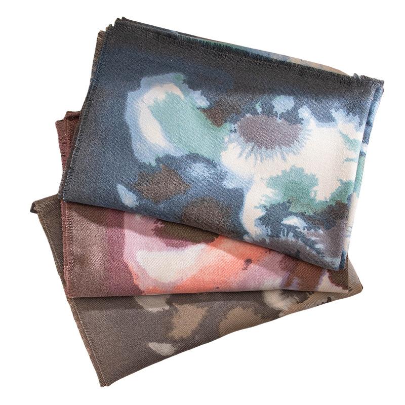 Fashion Printed Scarf for Women Winter New Imitation Cashmere Scarf Warm Neck Scarf Literary Retro Style Shawl