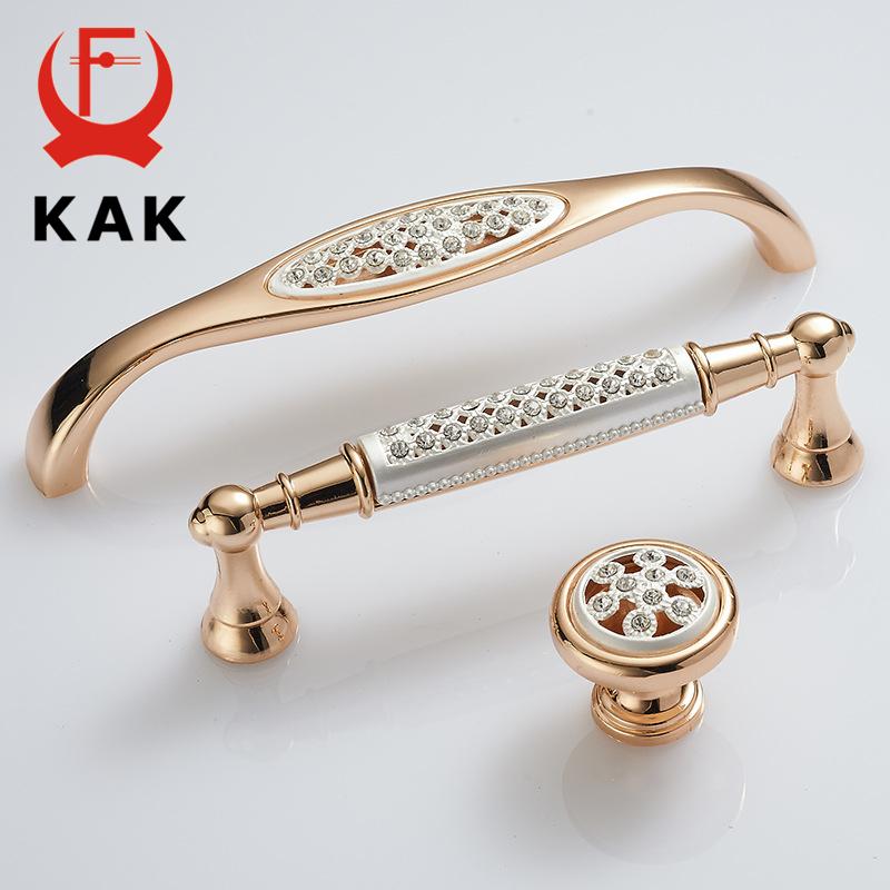 KAK Champagner Gold Türgriffe Mit Diamant Luxus Zinklegierung Schrank Schubladenknöpfe Europäische Kleiderschrank Möbel Griffe Beschläge