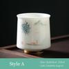 110ml Lamb Fat Jade Ceramic Tea Cup Hand Painted White Porcelain Kung Fu Tea Set