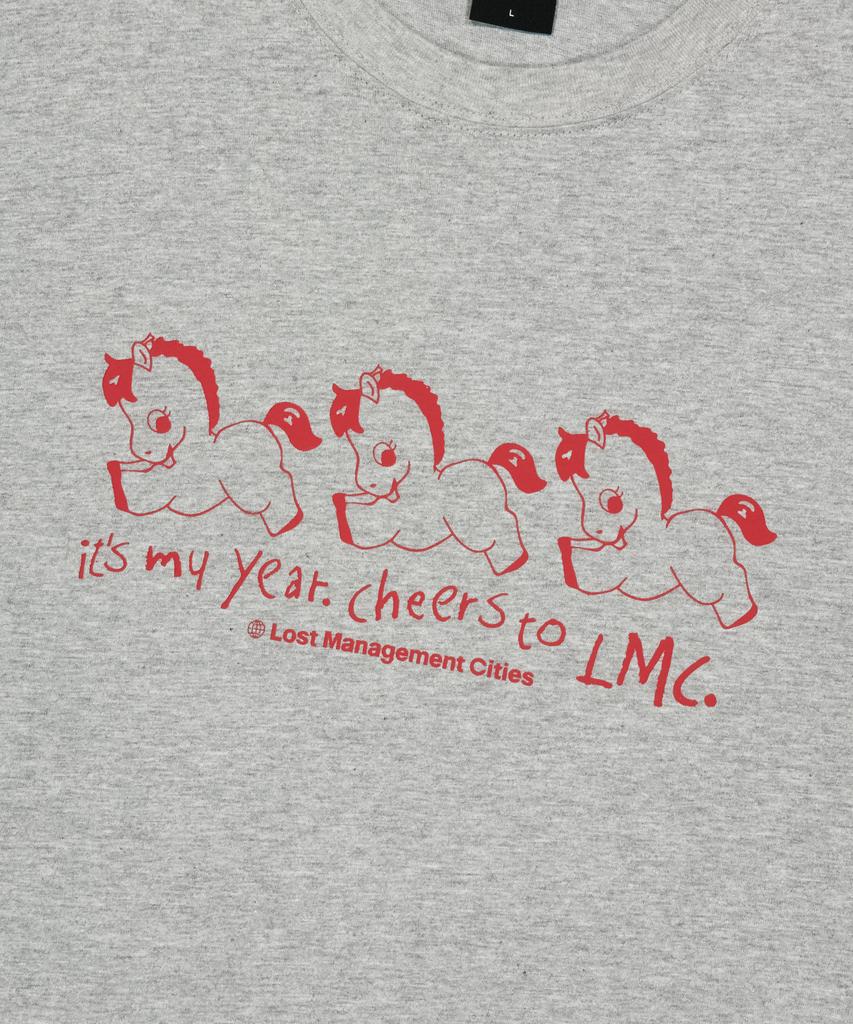 LMC New Year Horse Long Slv Tee Heather Gray