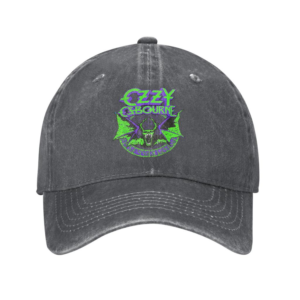 Czapka z daszkiem Ozzy Osbourne Bat Circle Neon V2 Zniszczony Denim Piosenkarz Muzyczny Snapback Mężczyźni Kobiety Outdoor Bez Struktury Miękka Czapka